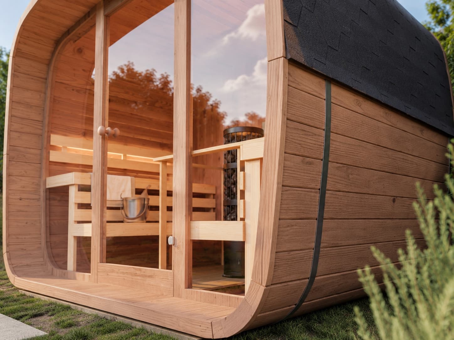 Bryła sauny wykonana z termowanego świerku ThermoWood