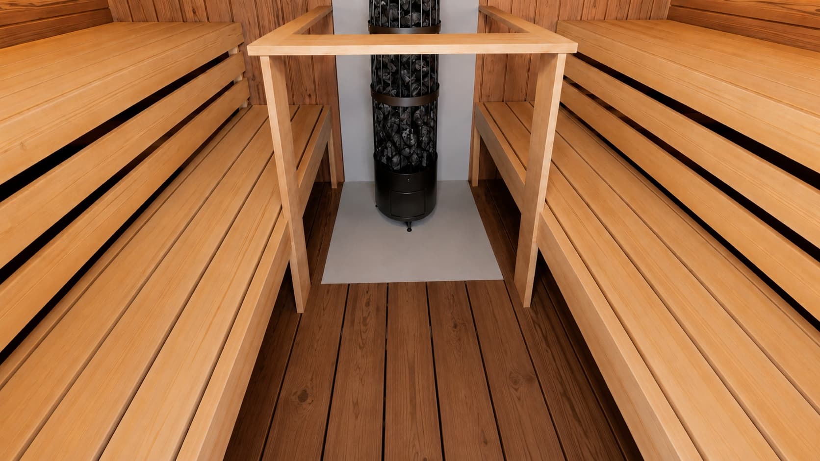 Podłoga sauny wykonana z ThermoWood